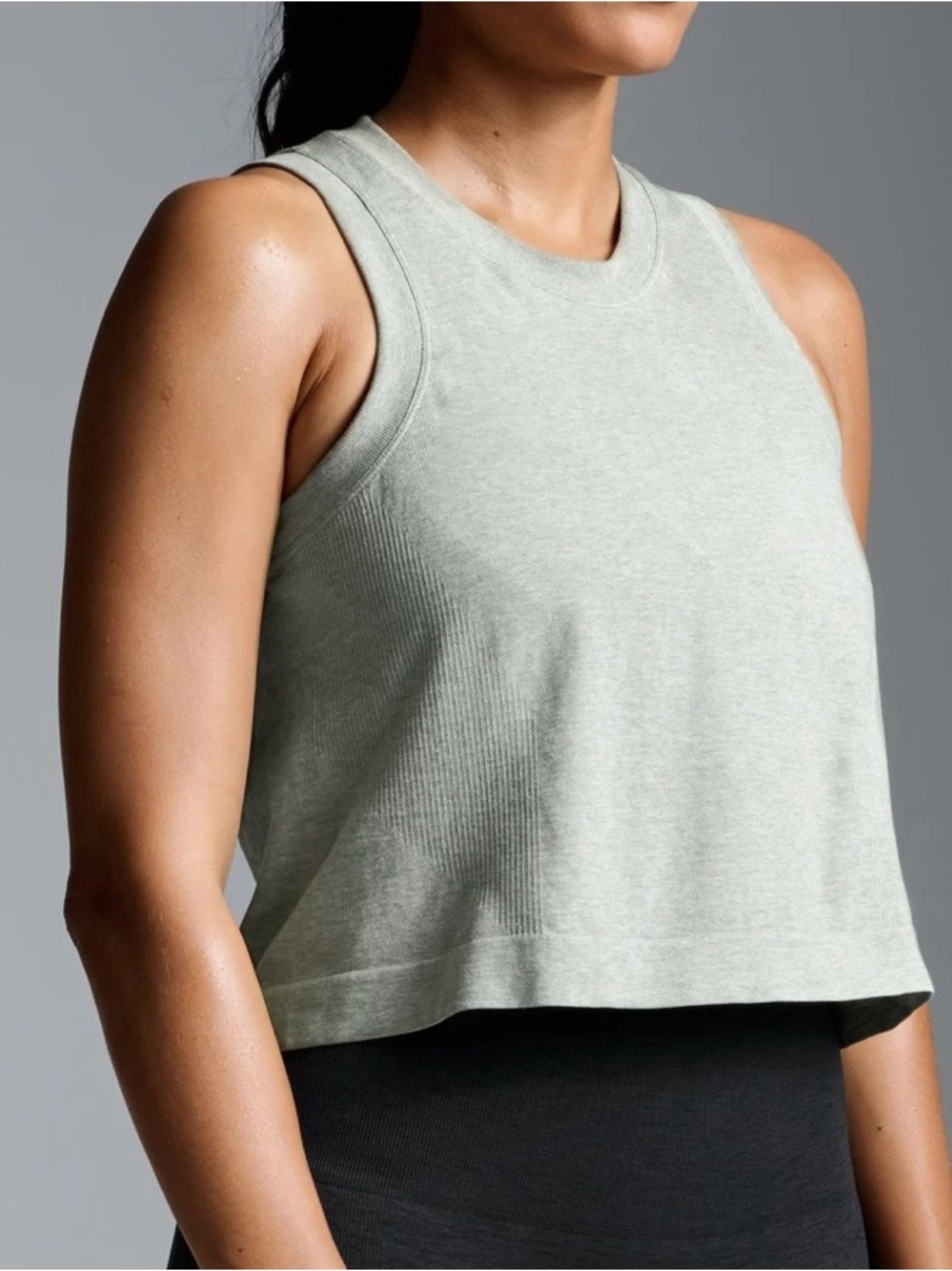LNDR Here Today Crop Tank Top in Sage Marl